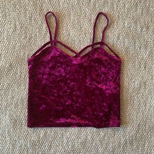 Hot pink velvet crop top